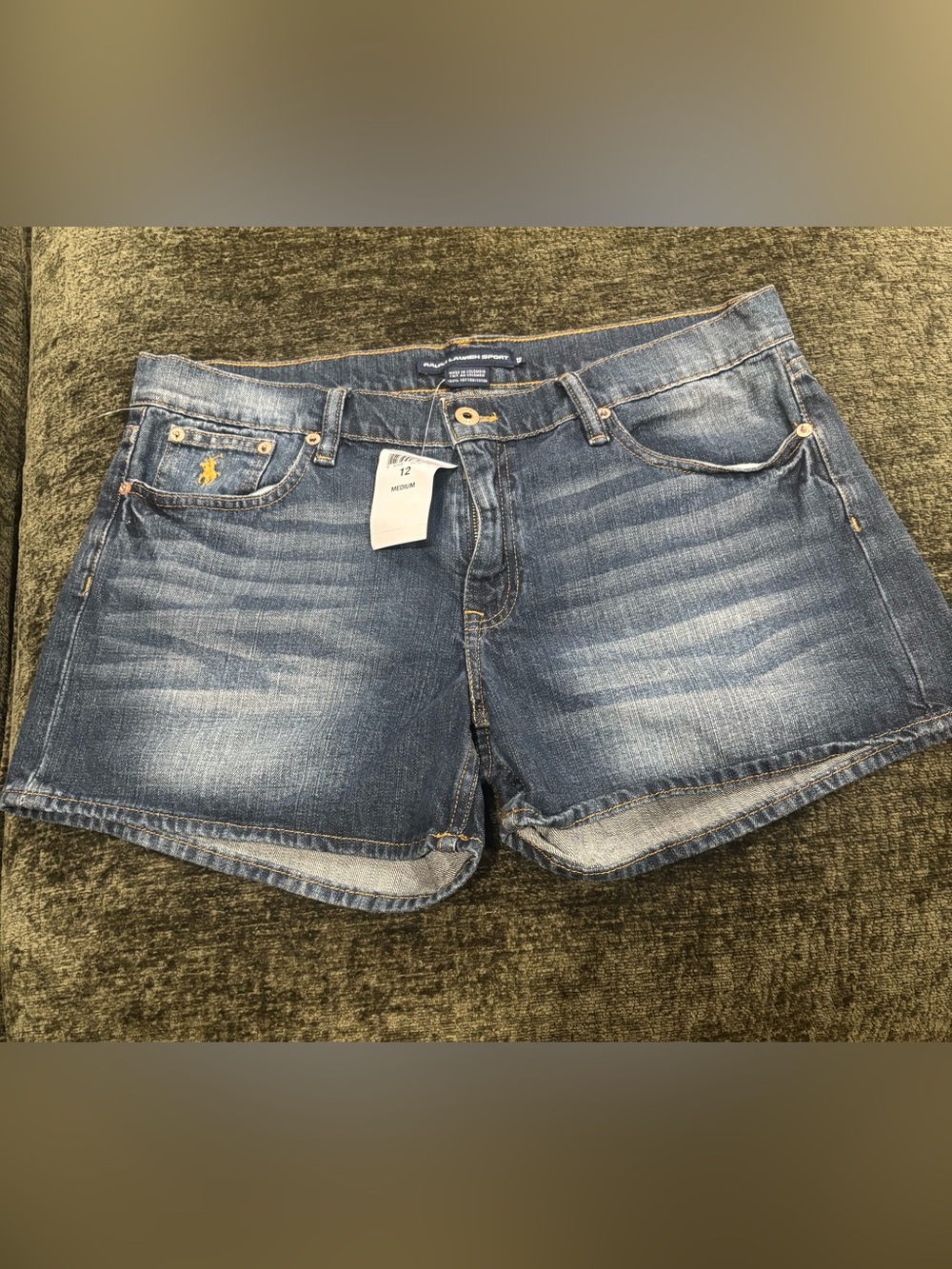 NWT Ralph Lauren Sport Dark Wash Denim 5-pocket Jean Shorts Womens Size 12
